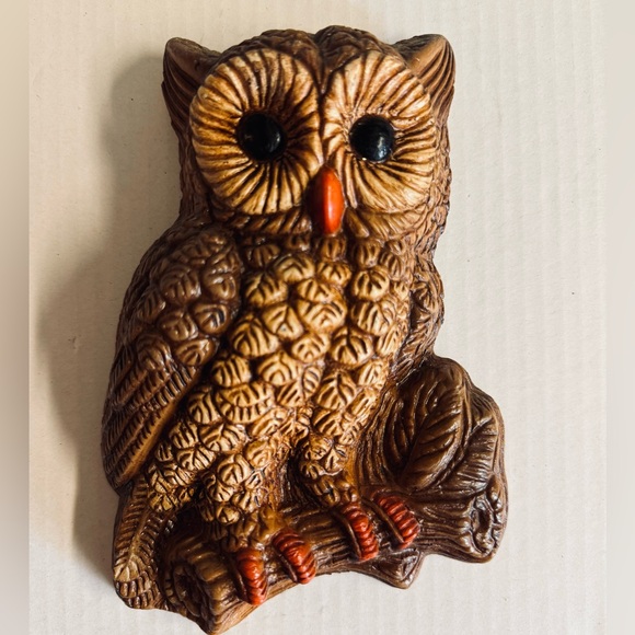 Set of 4 Vtg.70s HOMCO whimsical adorable hanging 3D brown owls.Made of resin. - Picture 5 of 8